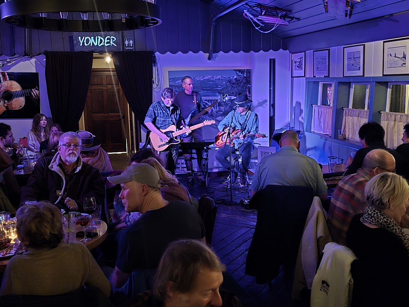 Musicians performing at Open Mic night at Yonder restaurant